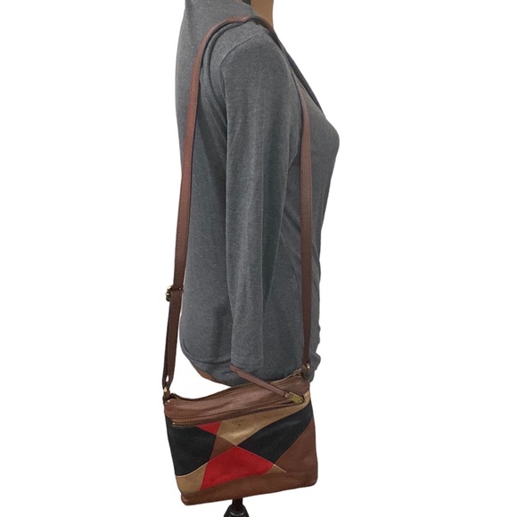 Fossil issue 1954 leather patchwork colorblock crossbody bag - Picture 2 of 12